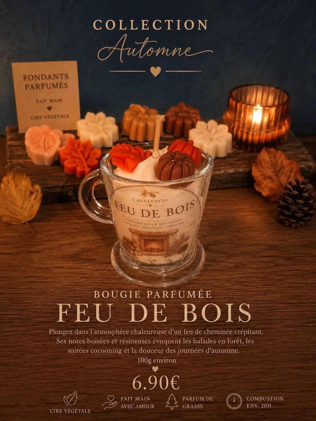 bougie senteur feu de bois