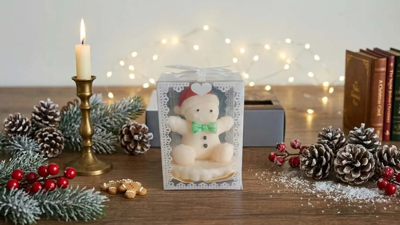 bougie petit bonhomne de neige senteur pomme d 'amour 37g — photo 1